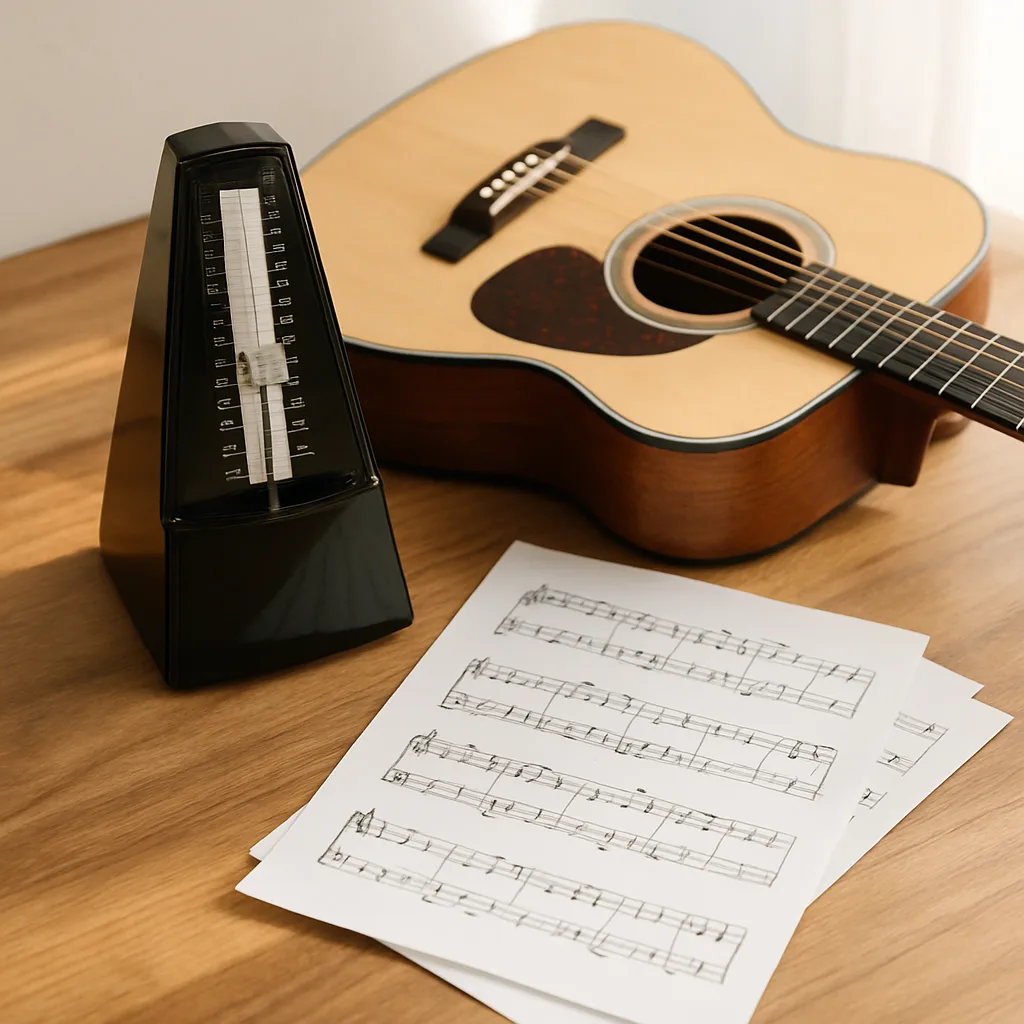 Metronome and guitar for timed practice